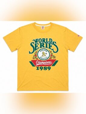 Homage Oakland Athletics 1989 World Series Champions Tee Yellow Medium